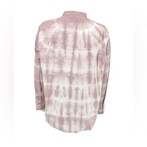 NWOT, ZARA, Oversized Pink Tie Dye Button Down Long Sleeve Blouse, Small - Picture 4 of 8